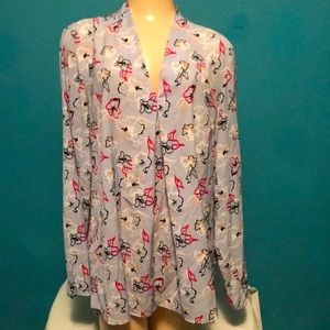 Attention Long Sleeve Floral V-Neck Blouse Top
